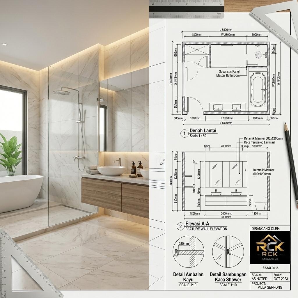 Desain kamar mandi marmer mewah