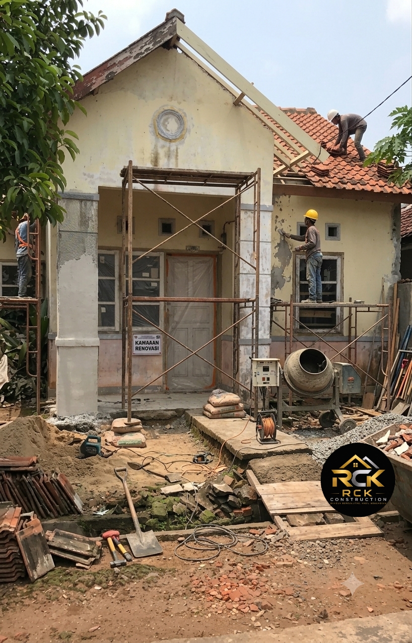 Proses bongkar renovasi fasad rumah